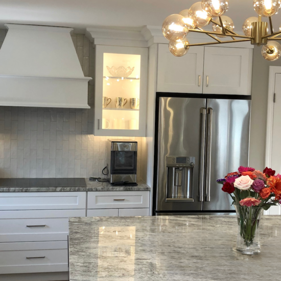 White Remodeled Kitchen with Grey Countertop
