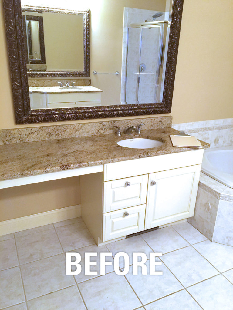 Before we installed the bathroom vanity.