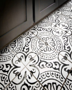 Detail of bathroom floor tiling