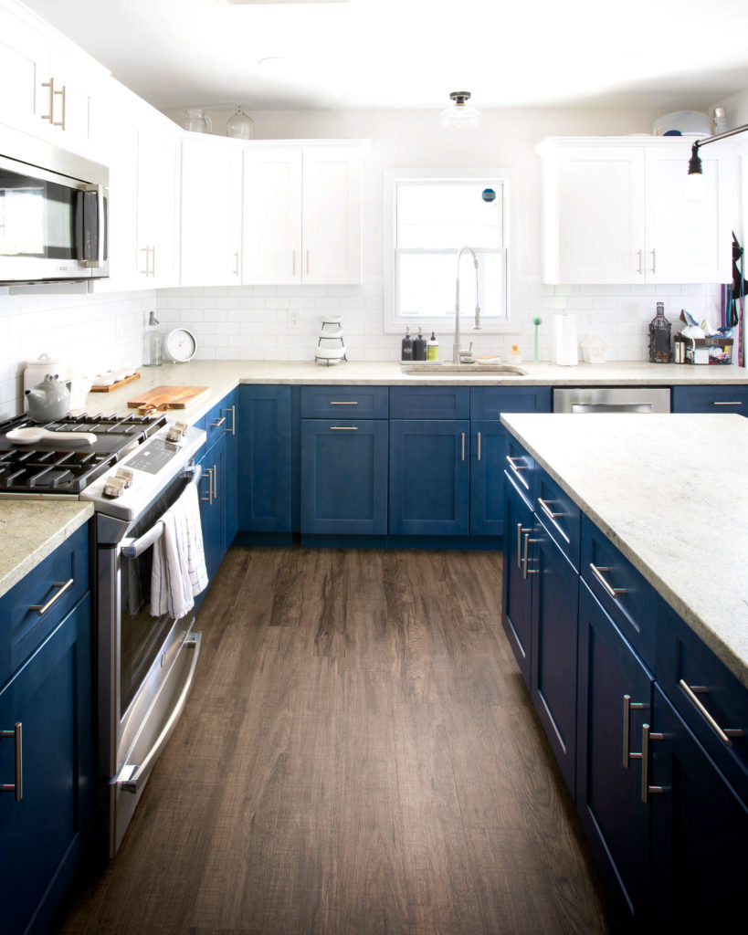 View of the work surfaces in the kitchen of this Hamden remodel