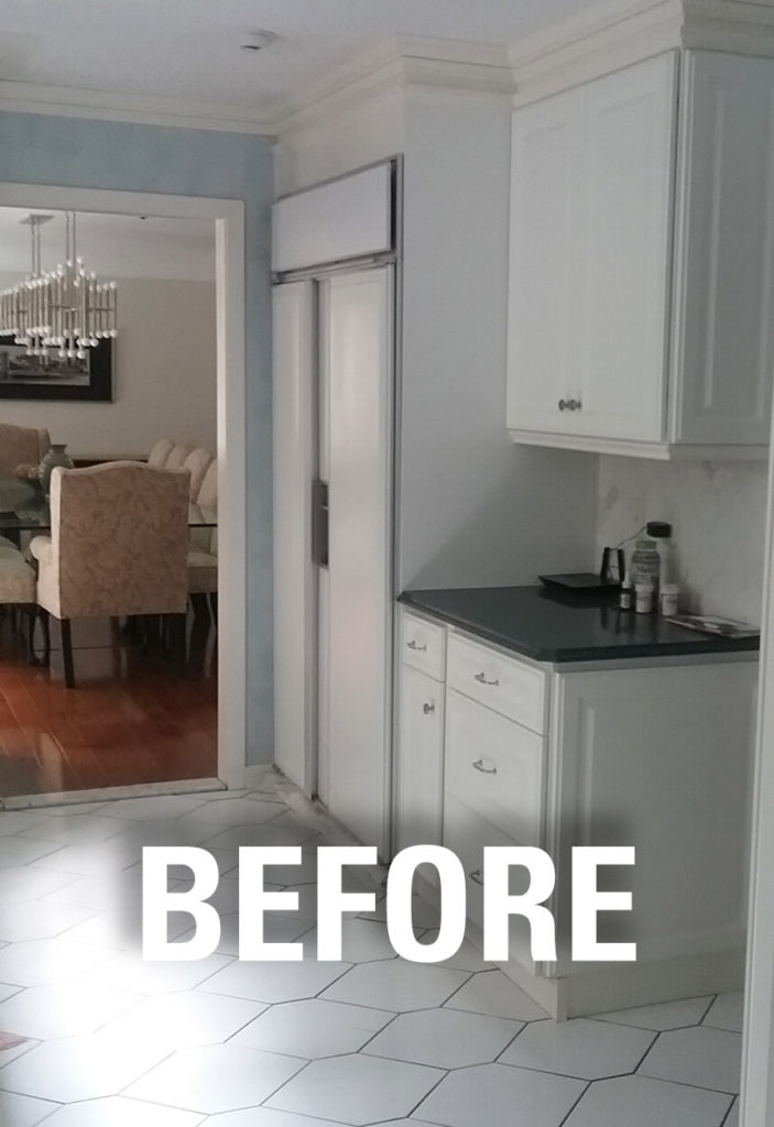 View of the cabinetry in the Butler's Pantry BEFORE work in the West Hartford kitchen remodel.